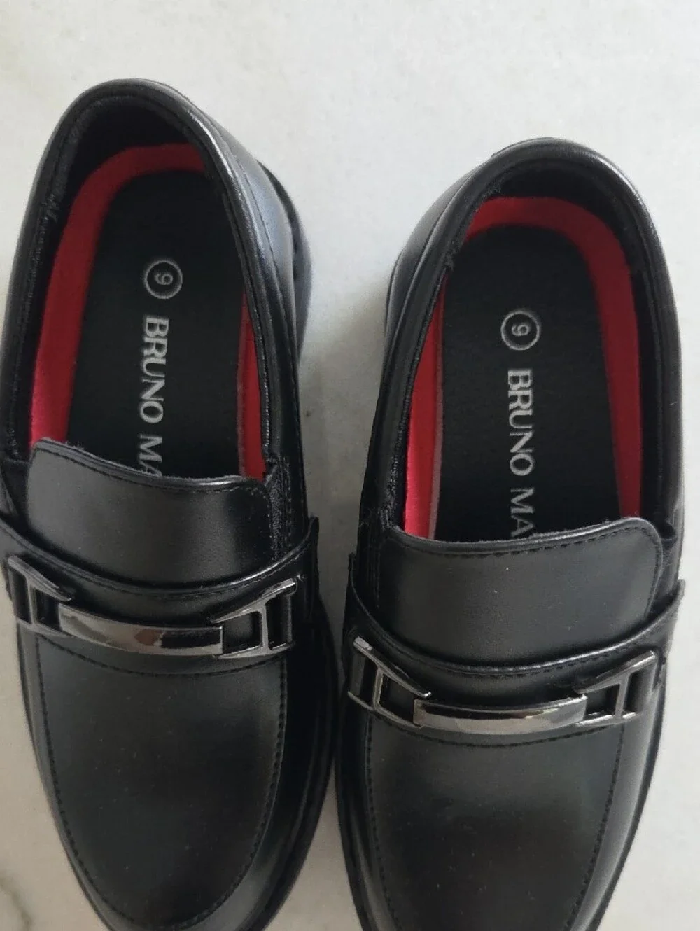 Bruno Marc Black Slip-On Loafers with Metal Accent Size 6